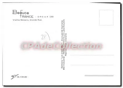 Dreux — Stare domy, Wielka ulica — Wydawnictwo 'LA CIGOGNE' — Rewers