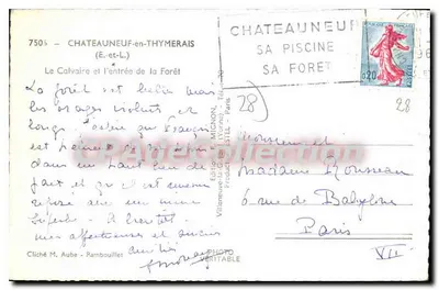 Kaplica i wejście do lasu — Châteauneuf-en-Thymerais — wydawca E. Mignon, Paryż — Rewers