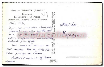 Epernon — Panorama — Editor E. Matignon, n° 6777 — Verso
