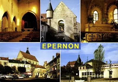 Epernon — Vista da igreja, do castelo e do centro — Edições Beduce