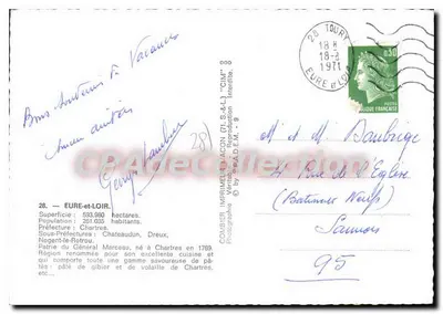 Eure-et-Loir — Turystyczna pocztówka z mapą i zdjęciami miejsc — Wydawca: CPADecollection — Rewers