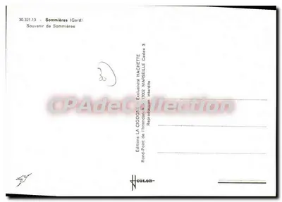 Sommières — vista da cidade, do ponte e da prefeitura — Éditions LA CIGOGNE — Verso