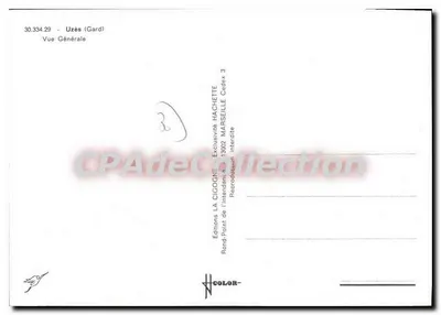 Uzès (Gard) — Vista Geral — Edições LA CIGOGNE — Verso