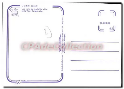 Uzès (Gard) — Los techos de la Vieja Ciudad y la Torre Fenestrelle — S.A.D. Rd. Punto de la Interdenominacional 13003 MARSEILLE, Cité de Diot Gaugiez — Reverso