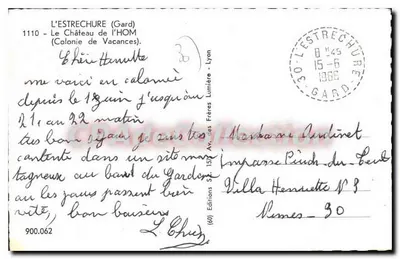 O Castelo de l'HOM — L'Estrechure (Gard) — Edições dos Irmãos Lyonière — Verso