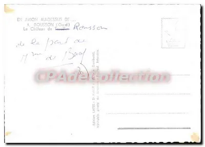 Castelo de Trouilles — Rousson (Gard) — Edição Lapie Service Aérien — Verso