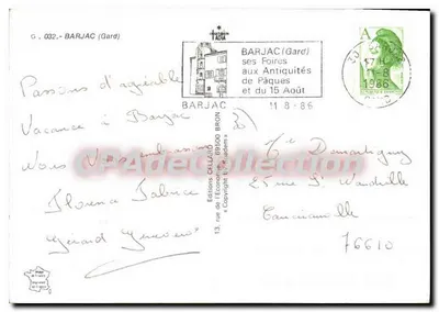Barjac — vista panorâmica e monumentos — Edições Gellard, n° G.032 — Verso