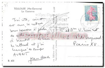 투울루즈 ( Haut-Garonne ) — 다리와 강의 전경 — Les Éditions d'Art, B. 420 — 뒷면