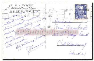 Toulouse — Die Kirche des Tour und St-Sernin — Antike Ansichtskarte — Rückseite