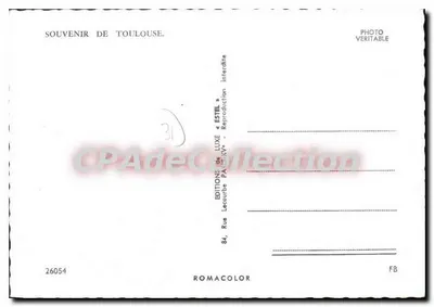 Toulouse — Cảnh quan từ trên cao với máy bay Air France — Nhà xuất bản Lecourbe — Mặt sau