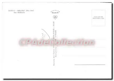 Marignac (Haute-Garonne) — vista geral — Sociedade das Cartas Postais APA-POUX - ALBI — Verso