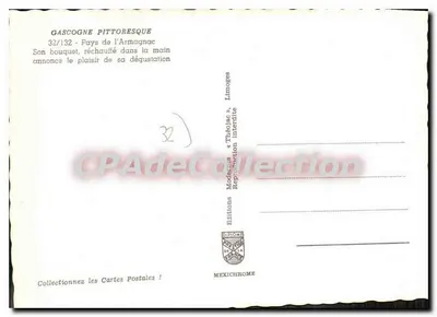 Bilhete postal semimoderno Gascogne Pittoresque Pays De L'Armagnac seu Bouquel aquecido na mão anuncia o Prazer de — Verso