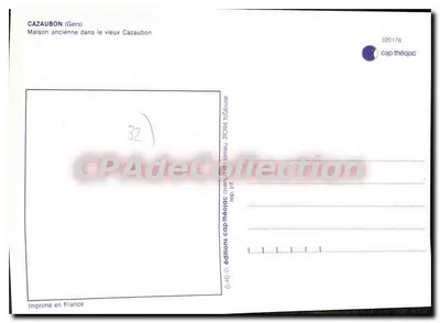 Cazaubon (Gers) — Casa antiga no antigo Cazaubon — éd. cap théojac n°320176 — Verso