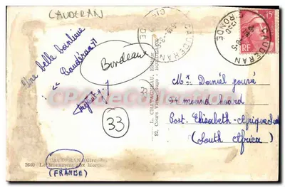 Monumento aos Mortos — Caudéran — Editor Elcée — Verso
