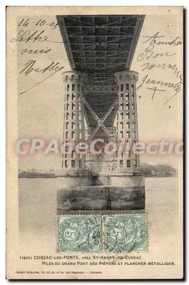 Pilares do Grande Ponte dos Peões e piso metálico — Cubzac-les-Ponts, perto de Saint-André-de-Cubzac — Henry Guillier, 31, au Jau e 44, rue Foucher, Libourne