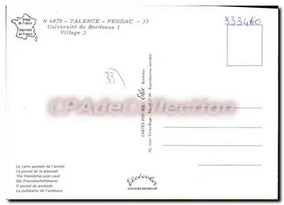 Universidade de Bordeaux 1 - Village 3 — TALENCE - PESSAC - 33 — Editor Elcée — Verso