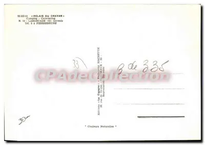 Relais du Chavan — Camping-Caravaning — Éditions La Cigogne — Verso