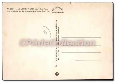 St-Aubin-de-Blaye — A prefeitura e o monumento aos mortos — Élécécolor — Verso