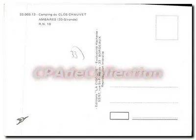 Camping du Clos Chauvet — Ambares (33-Gironde) — Wydawnictwo 'LA CIGOGNE' — Rewers