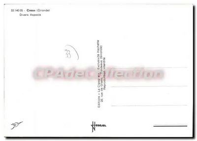 Créon — Diversos Aspectos — Edições La Cigogne, Bordeaux — Verso