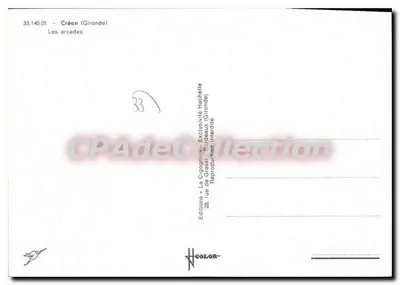 Créon (Gironde) — As arcadas — Edições « La Cigogne » — Verso