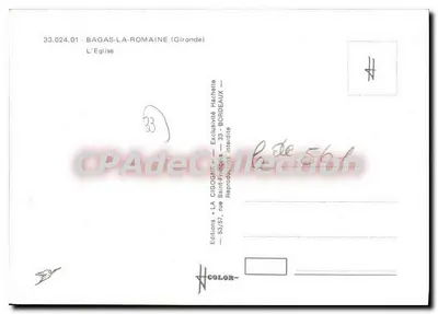 Bagas-la-Romaine — Katedra — Wydawnictwo Saint-Frigois — Rewers