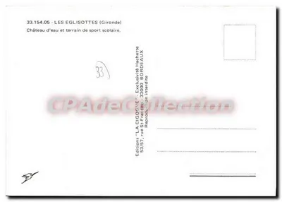 Les Eglisottes — Château d'eau e terrain de sport scolaire — Editions 'LA CIGOGNE' — Verso
