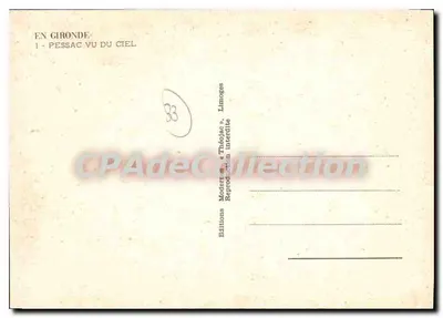 Pessac — vista aérea — Éditions Modernes & Théoloec — Verso