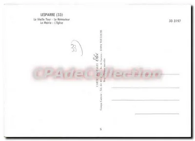 Lesparre — widok Starego Zamek, restauracji, kościoła i budynku publicznego — Stara pocztówka de Collection — Rewers