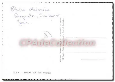 Soulac-sur-Mer — vista panorâmica — Éditions Charentaises d'Art A. Gilbert — Verso