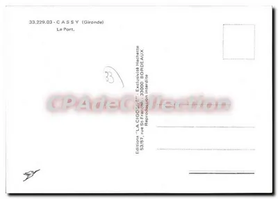 O Porto de Cassy — Gironde — Edições 'LA CIGOGNE' — Verso
