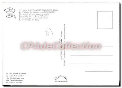 Vila de Férias "LES DUNES" — Bombannes, França — Editor Élai, n° 3366 — Verso