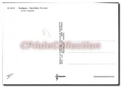 Gradignan - Saint-Gery — Divers Aspectos — Edições LA CIGOGNE, Bordeaux — Verso