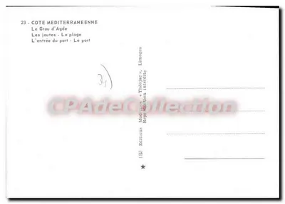 Le Grau d'Agde — vista panorâmica — Editions « Théojac », Limoges, n°23 — Verso