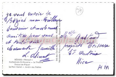 Béziers — Lembrete — Sté des Cartes Postales « Hérault » — Verso