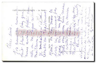 Palavas-les-Flots — El Canal — Tarjeta JANY n°1107 — Reverso