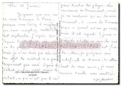 Palavas-les-Flots — O Canal — editor APA, n°125 — Verso