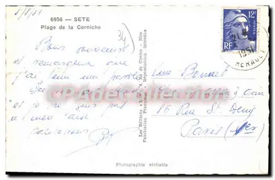 Praia da Corniche — Sete — Les Editions & M. Cintez — Verso