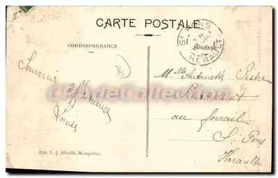 CETTE — Vista geral do Porto e o Molo Saint-Louis — Editor L.-J. Albaille, Montpellier, n°67 — Verso