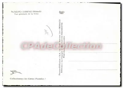 Lodeve (Hérault) — Vista geral da Cidade — Éditions Monaco Hachette — Verso