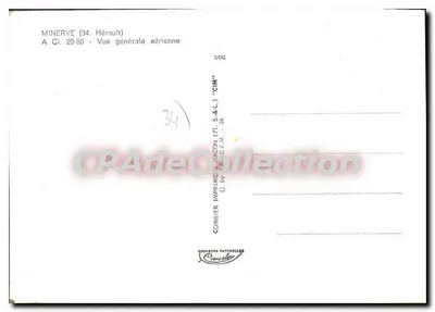 Minerve (34. Hérault) — Vista geral aérea — Impressoria Combier (71) S.&L. — Verso