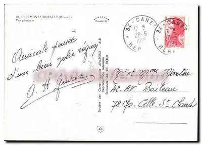 Clermont-l'Hérault — Vista geral — Sociedade das Cartas Postais APA-POUX — Verso