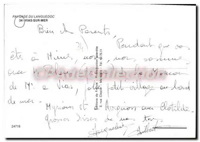 Vias-sur-Mer — Farinette Plage — Editora: Éditions de France, n° 24718 — Verso