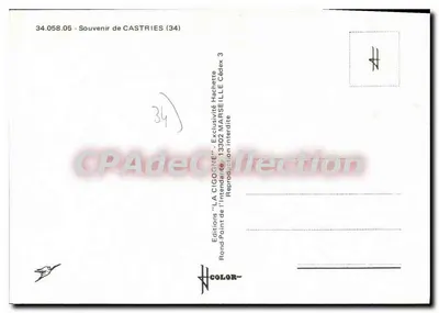 Castris — Lembrança de CASTRIES — Edições "LA CIGOGNE" — Verso