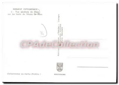 Vista general de Méze — junto a las orillas del estanque de Thau — Ediciones Théo Jac, Limoges — Reverso