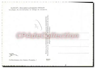 Balaruc-les-Bains — A praia, no segundo plano, o vilarejo de férias — Edição La Cigogne, exclusividade Hachette — Verso