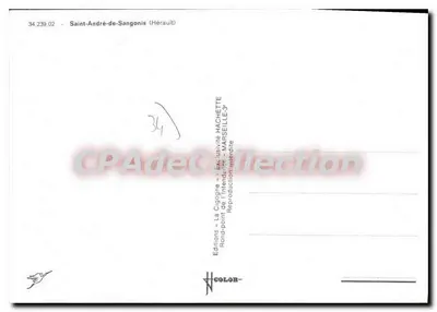 Saint-André-de-Sangonnis — widok panoramiczny i szczegóły wsi — Wydawnictwo La Cigogne, seria 34.239.02 — Rewers