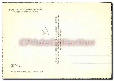 Montagnac (Hérault) — Velha rua no vilarejo — Edição LA CIGOGNE — Verso