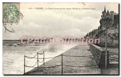 Paramé - A Dique atacada pelas ondas (Maré de 30 de Outubro de 1905) - Edição n°1167