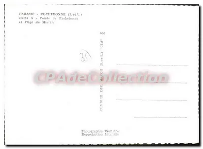 Paramé - Rochebonne (I.-et-V.) — Pointe de Rochebonne et Plage du Minihic — Comhier Imp. (S.-et-L.) — Verso